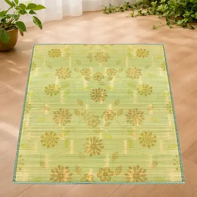 Cool 2-Person Flower Bamboo Mat (Bed Bamboo Mat, Breathable, Summer Carpet, Large Straw Mat, Cool Mat, Double Mat)