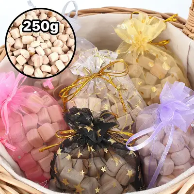 250g ヒノキキューブポプリ (香り袋 消臭剤 ヒノキの香り キューブチップ 団体ギフト メッシュ巾着)