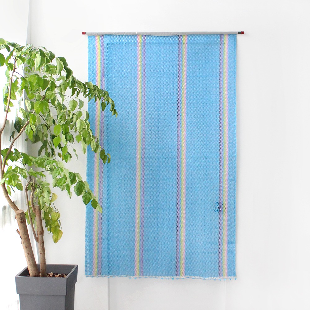 Blue Stripe Manual Roller Shade (Retro Interior Wall Decoration Door Shade Window Shade Commercial Sunscreen Curtain)