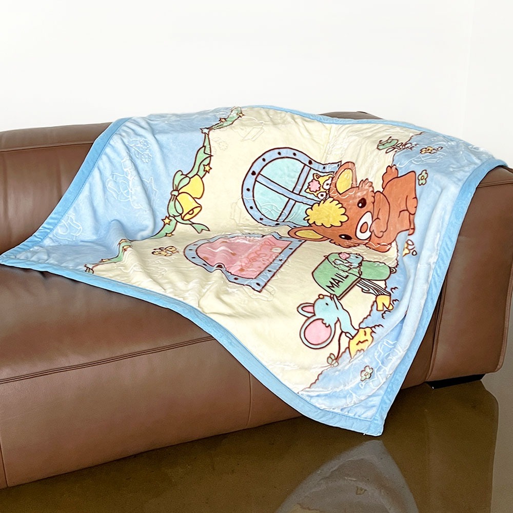 Character Microfiber Knee Blanket Blue Series (Camping Mini Nap Blanket Mink Student Office Throw)