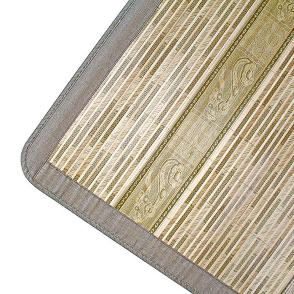 Green Bamboo Straw Mat Compressed Two-Tone Pattern Summer Single-Size Mat | Hospital Single Bed Camping Car Camping Mat