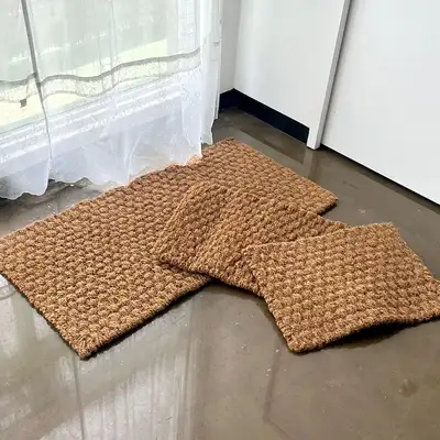 Natural Coconut Coir Mat (Vintage Entryway Door Mat Rattan Dust Remover for Hotel Restaurant Entrance Outdoor Footmat)