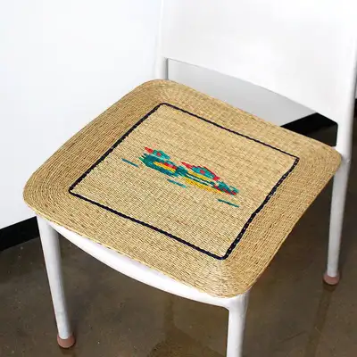 Square Duck Rush Grass Seat Cushion | Office Dining Room Ventilated Traditional Straw Mat