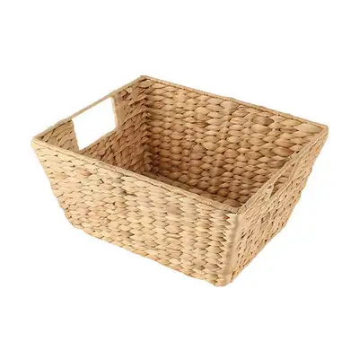 Diamond Pattern Square Water Hyacinth Basket | Aquatic Plant Natural Material Rattan Basket