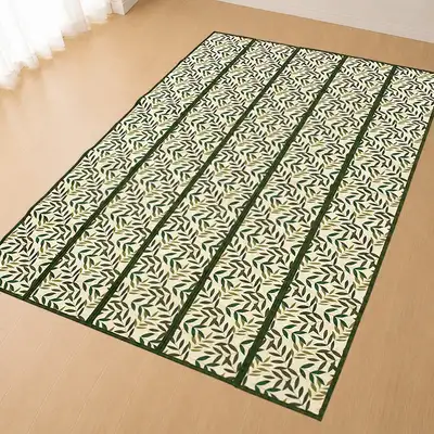 180cm x 270cm Leaf Pattern 5-Panel Foldable Bamboo Mat (Cool Bed Mat with Ventilation Summer Mat Carpet)