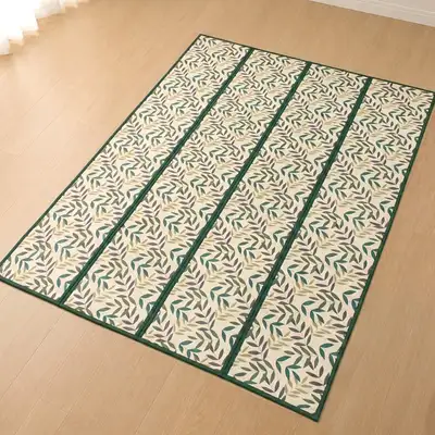 160cm x 220cm Leaf Pattern 4-Fold Foldable Bamboo Mat (Cool Bed Mat Breathable Summer Carpet)