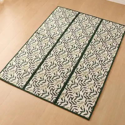 140cm x 190cm Leaf Pattern 3-Way Foldable Bamboo Mat (Cool Bed Mat with Ventilation Summer Mat Carpet)
