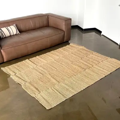 4-Section Foldable Woven Rush Mat 155 Jjimjilbang Mat | Rattan Rug