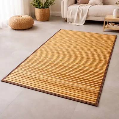 Single-Person Two-Tone Bamboo Mat 17mm (Cool Bed Mat Breathable Summer Mat Carpet Woven Mat)