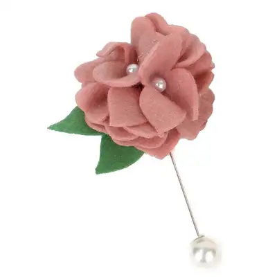 Indie Pink Felt Carnation Boutonniere Brooch Corsage Artificial Flower