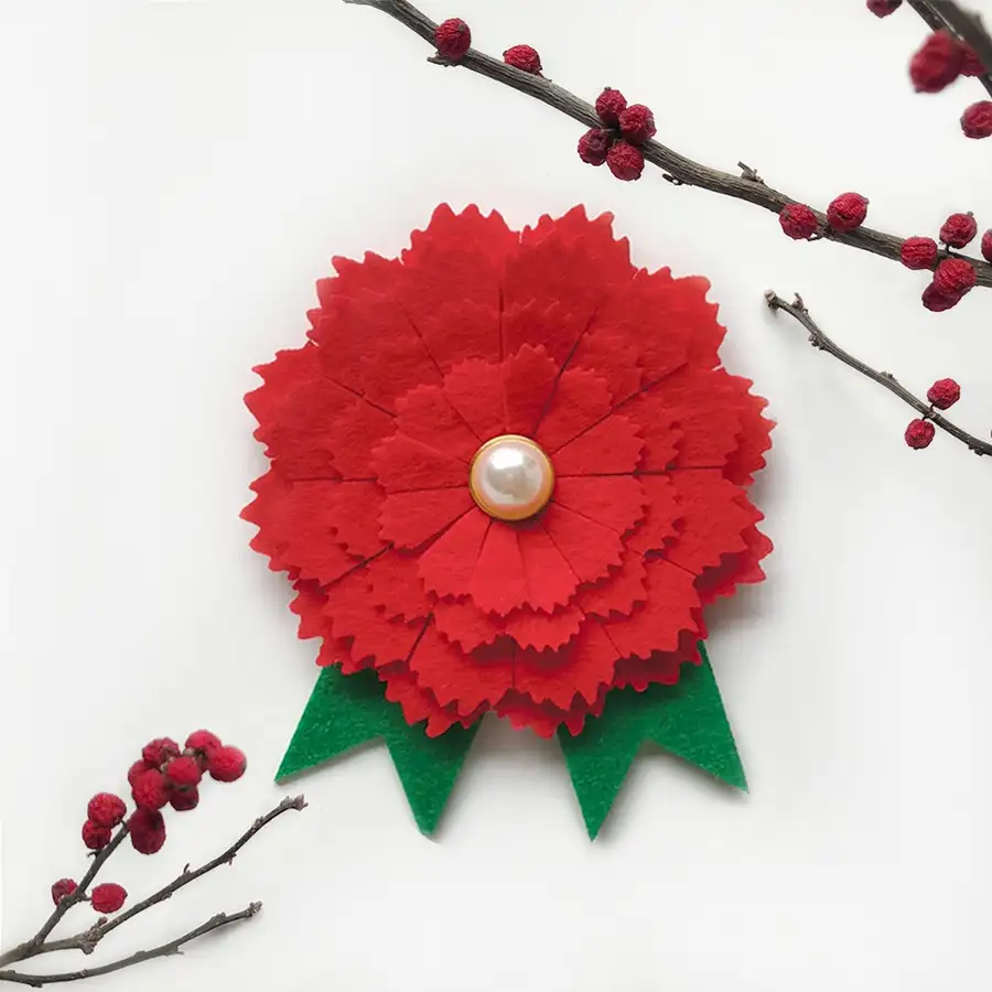 Felt Carnation Brooch DIY Kit (1 Set) - May Family Month, Parents' Day, Teachers' Day Gift — 1