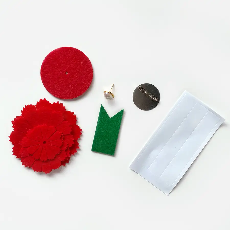 Felt Carnation Brooch DIY Kit (1 Set) - May Family Month, Parents' Day, Teachers' Day Gift — 2