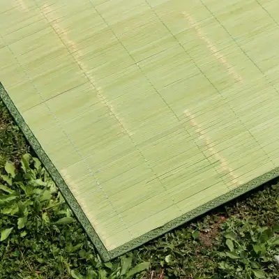 Single-Person Blue Bamboo Woven Mat | Summer Bed Cooling Mat Camping Mat