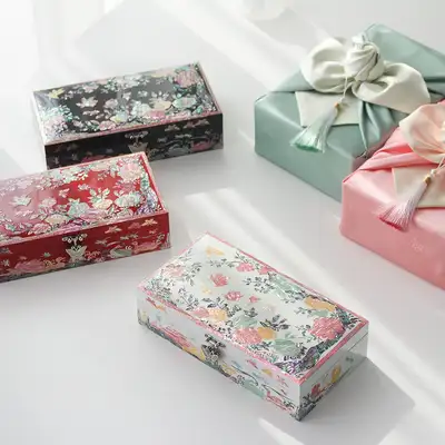 螺鈿漆器 色付き梅薔薇 1段 貝殻ジュエリーボックス(23cm) 貝殻収納ボックス アクセサリー収納ボックス 結納品