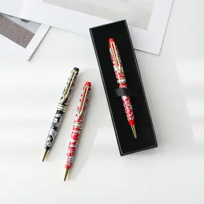 螺鈿漆器 唐草花/松鶴文 貝殻ボールペン