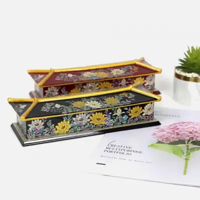 高級螺鈿金装瓦筆筒