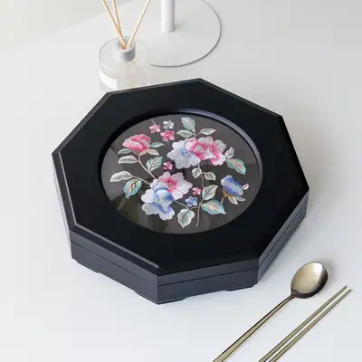高級刺繍漆塗り九節板