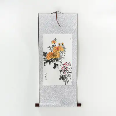筆跡南正東洋画伝統掛軸 小 菊の花