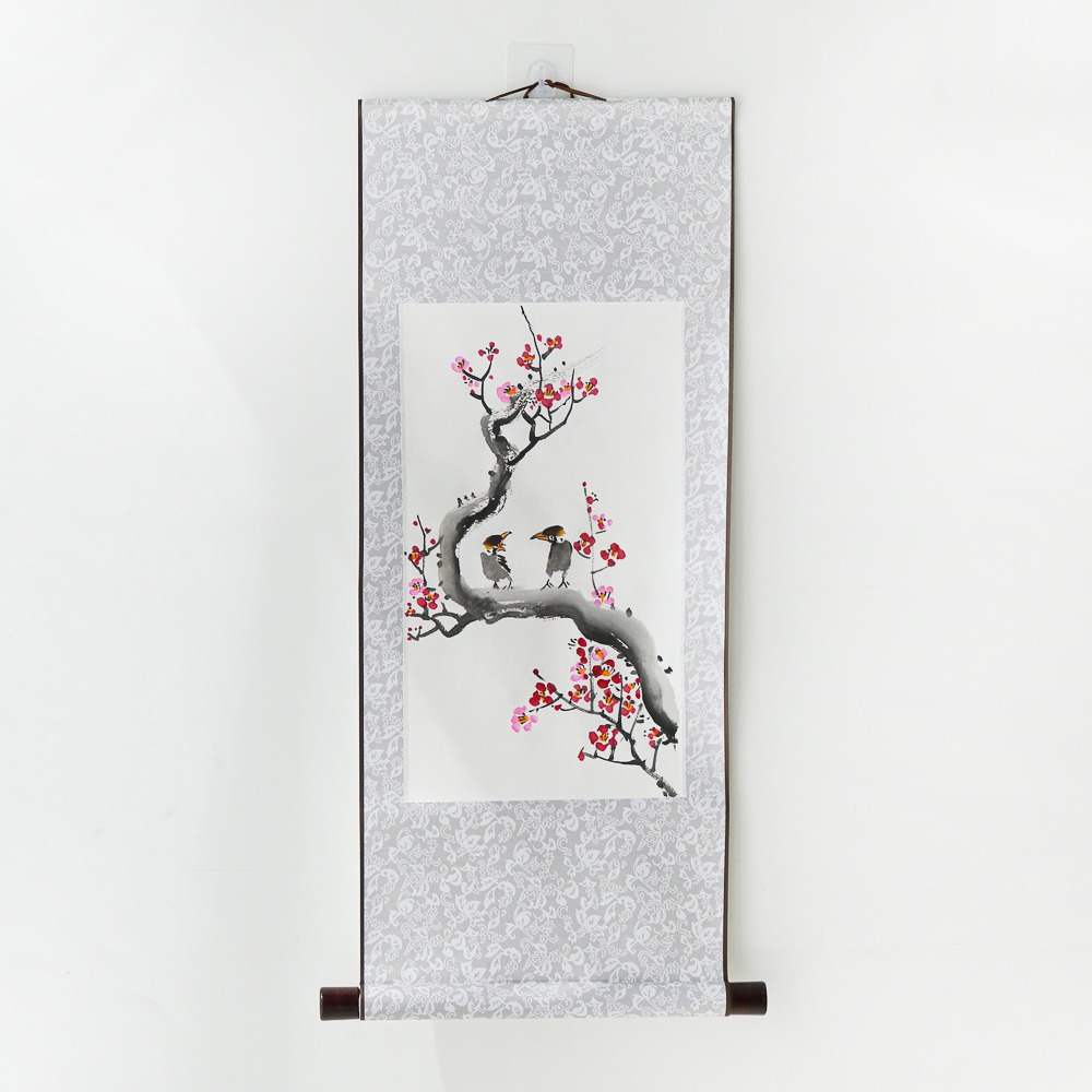 Hand-painted East Asian Ink Painting Traditional Hanging Scroll Small Plum Blossom by Nam Jeong