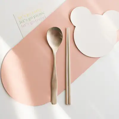 伝統黄銅製 子ども用スプーン+箸 2点セット
