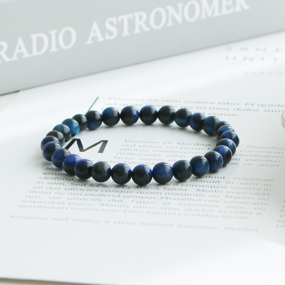 AAA Blue Aquamarine Simple Raw Stone Bracelet 6mm Unisex Natural Stone Power Stone Prayer Bead