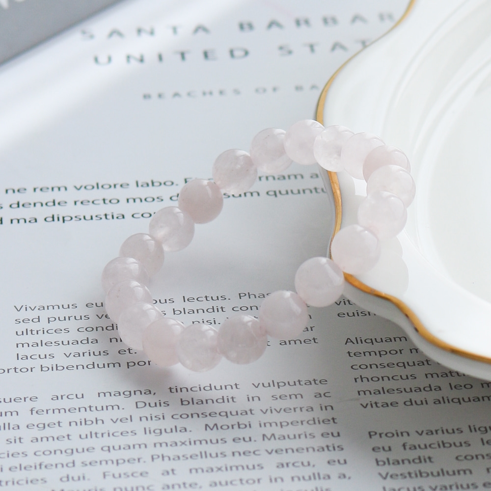 Rose Quartz Simple Raw Stone Bracelet 8mm Natural Stone Beaded Bracelet