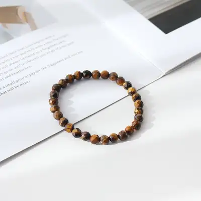 カッティング虎目石念珠ブレスレット 合掌珠 6mm ユニセックス カップル 天然石 パワーストーン