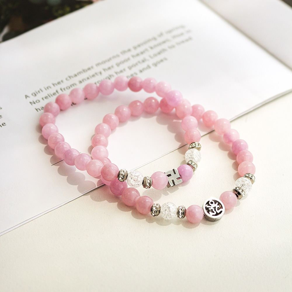 Chaewun Jade and Cracked Quartz Raw Stone Bracelet H - Women's Couple Mala Prayer Beads Natural Stone Power Stone
