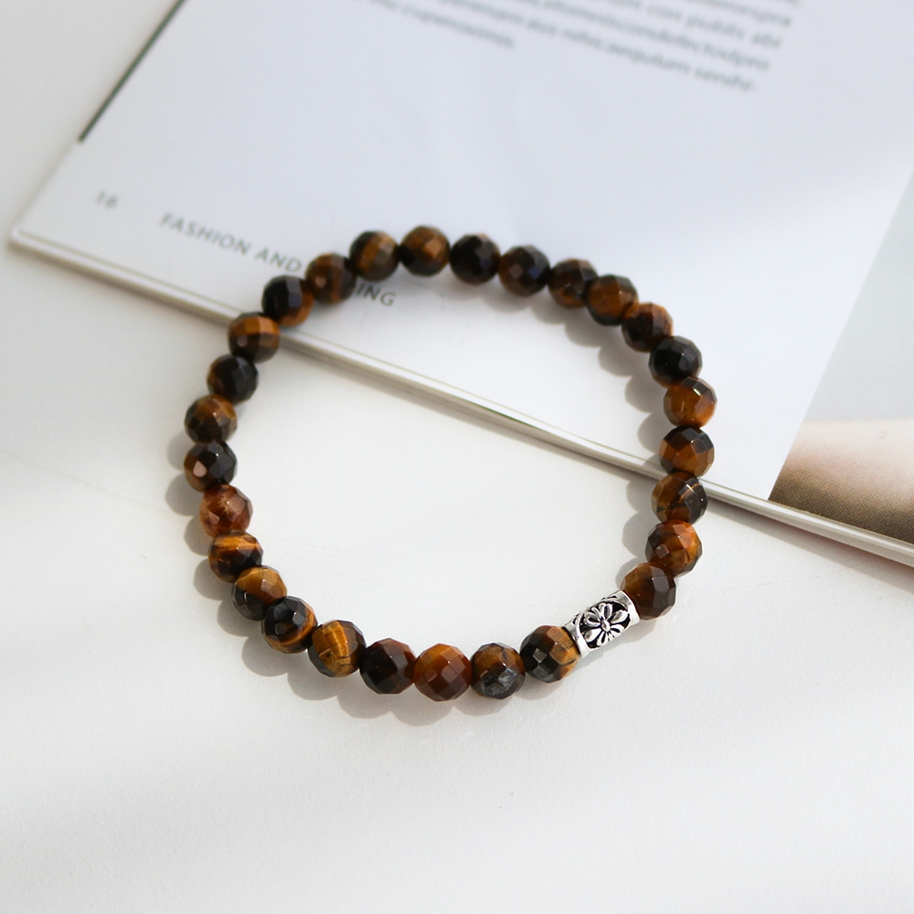Flower-Cut Tiger's Eye Raw Stone Bracelet 6mm Women's Couple Mala Beads Natural Stone