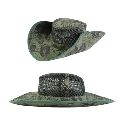 Pattern Green Mesh Hat | Safari Hiking Farming Fishing Shade Hat