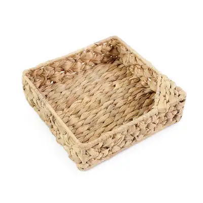 Natural Water Hyacinth Square Basket 20 (Rattan Basket Decor Seagrass Interior Aquatic Plant Square Basket)