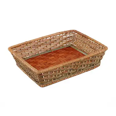 Rectangular Woven Rattan Seaweed Snack Basket Brown L