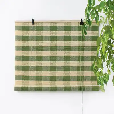 Check Pattern Bamboo Roller Blind (Decorative Blind / Privacy Shade / Entrance & Window Blind)