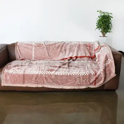 Cocoa Herringbone Grid Blanket - Car Camping Blanket Aesthetic