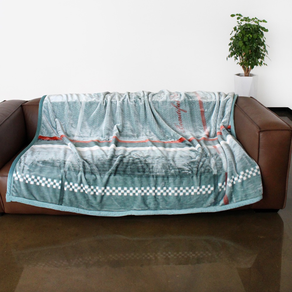 Green Herringbone Grid Blanket King Size Car Camping Blanket Grandmother Blanket