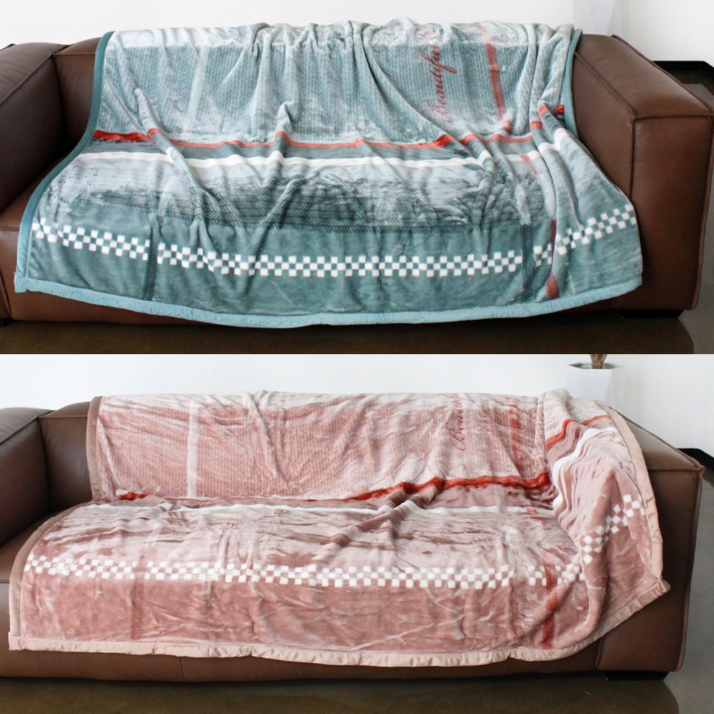 Herringbone Plaid Mink Blanket - Car Camping Blanket