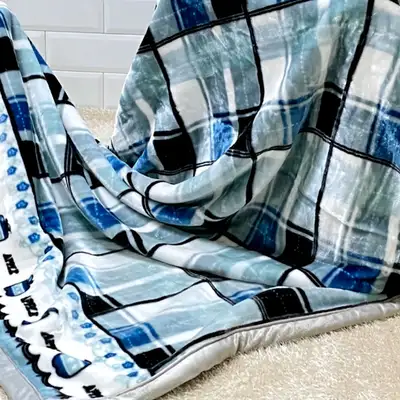 Double-Sided Ultra-Fine Fiber Check Mink Blanket Car Camping Blanket