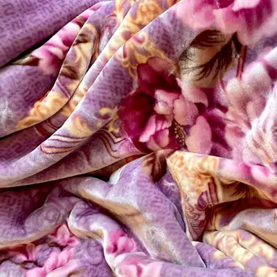 Purple Peony Ultra-Fine Microfiber Mink Blanket Winter Thick Blanket