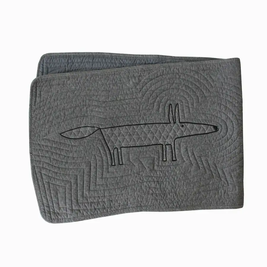 Charcoal Quilted Kitchen Sink Floor Mat with Fox Design — 2