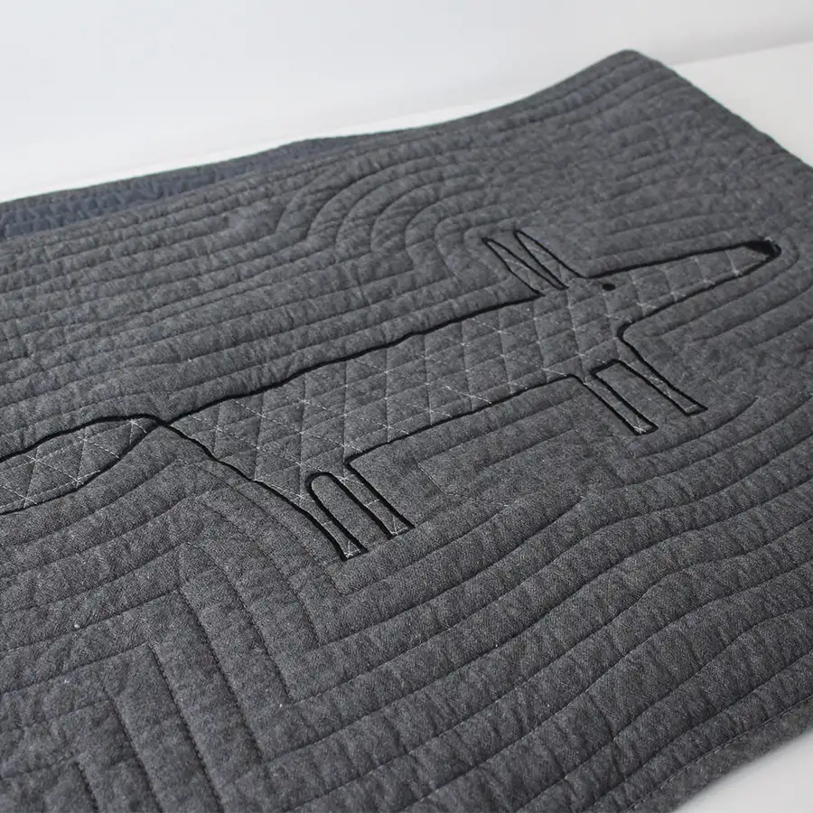 Charcoal Quilted Kitchen Sink Floor Mat with Fox Design — 3
