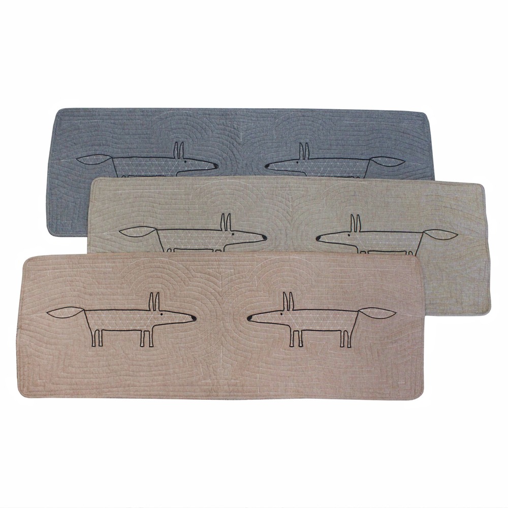 Quilted Cotton Mat with Fox Design - Sink Mat, Entryway Mat, Kitchen and Bedroom Rug