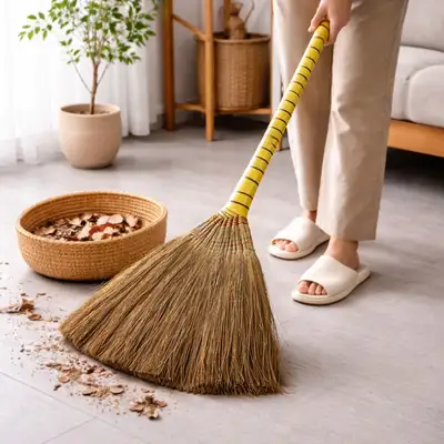 Reed Broom B 100cm (Long Handle Broom for Salon, Office, Classroom, School, Outdoor Cleaning)