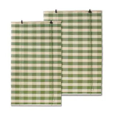 Check Bamboo Roller Shade - Commercial/Residential Door and Window Blind with Sunlight Blocking Decoration