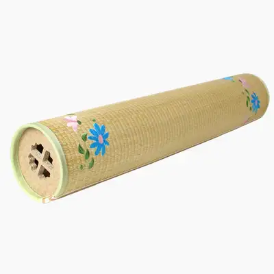 Floral Embroidery Woven Rush Round Bamboo Body Pillow | Summer Long Pillow