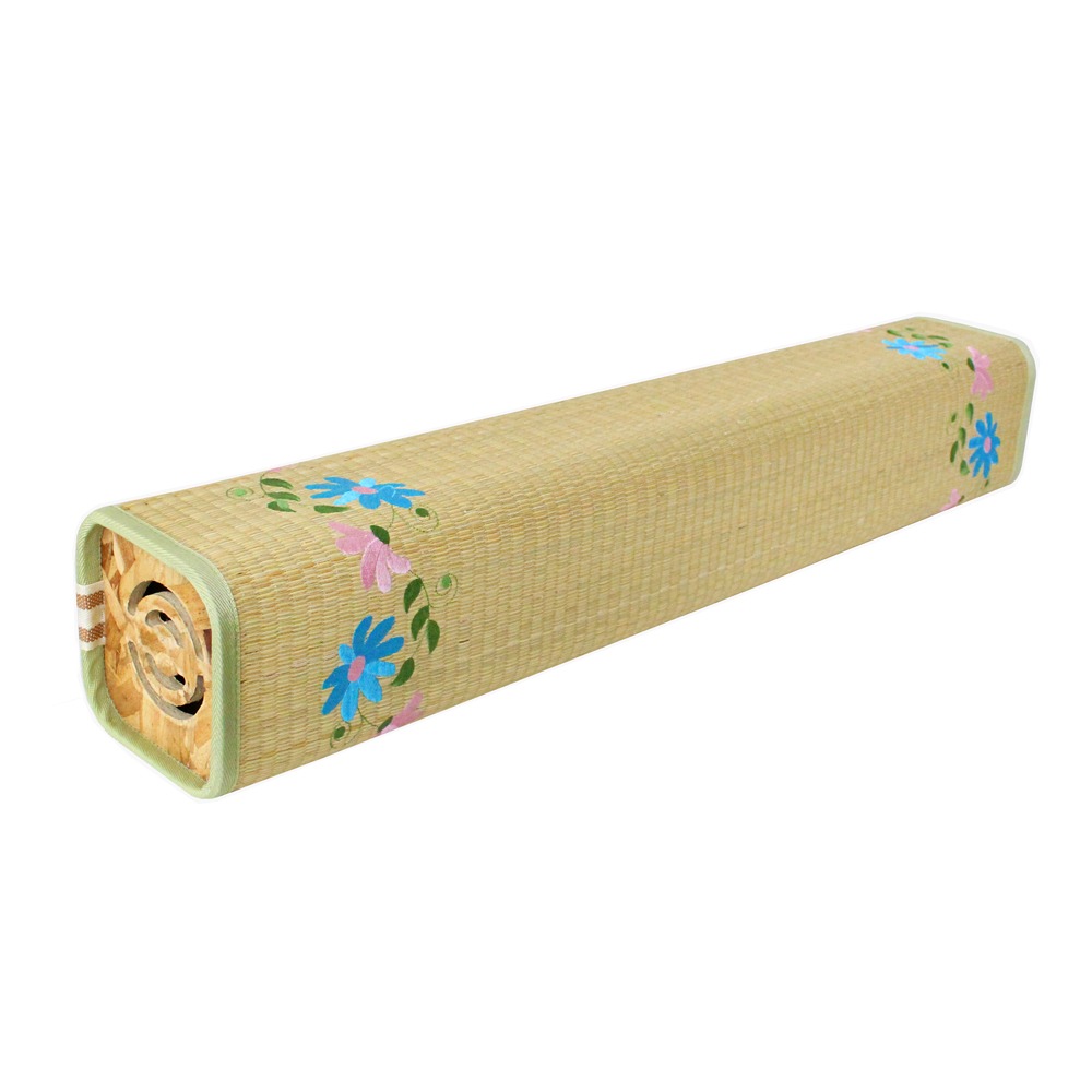 Flower Embroidery Rush Square Bamboo Body Pillow | Summer Long Pillow