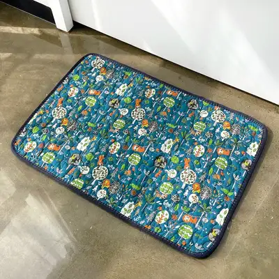 Quilted Cotton Mat Forest and Animals | Bathroom Entryway Kitchen Rug
