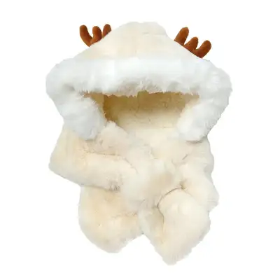 Cream Rudolph Hat Scarf Set | Ear Warmer Hood Ear Cover