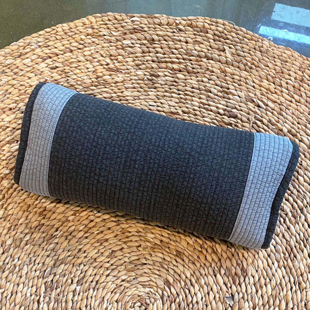 Charcoal Square Round Line Buckwheat Pillow | Cervical Support Neck Pillow Napping Pillow