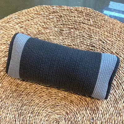 Charcoal Square Round Line Buckwheat Pillow | Cervical Support Neck Pillow Napping Pillow
