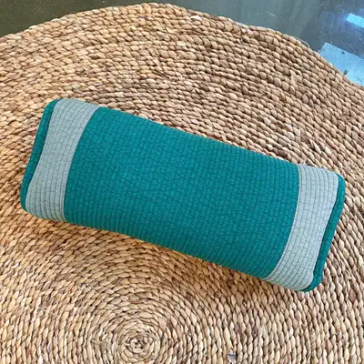 Teal Square Round Line Buckwheat Pillow | Cervical Support Neck Pillow Nap Pillow